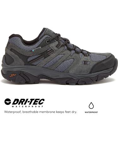 HI-TEC Ravus WP Low Waterproof Hiking Shoes for Men - Lightweight Breathable Trekking Shoes - Sizes 7-15, Medium & Extra Wide - Dark Grey - Buy Online on GoSupps.com