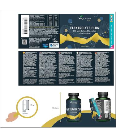Electrolyte Complex | Mineral Salts | Magnesium + Calcium + Potassium | With Vitamin B | Cramps and Muscle Fatigue | No Additives | 120 Capsules | Vegan | Vegavero  - Buy Online on GoSupps.com