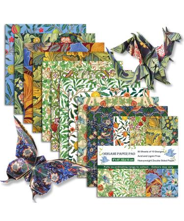 Origami Paper 6x6 Dobule Sided 50 Sheets 10 Colors origami kit Japanese Chiyo Square Craft Kits Easy Fold Arts Crafts DIY Handwork Beginner Morris 50sheets-Morris