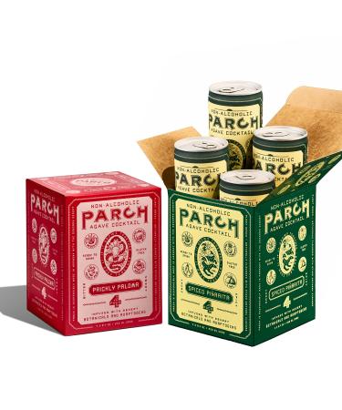 PARCH Spiced Pinarita + Prickly Paloma Variety Pack, Ready to Drink Non Alcoholic Agave Cocktail Infused with Desert Botanicals & Adaptogens, Plant Based, Gluten Free & Vegan (8.4 oz x 8 pack)