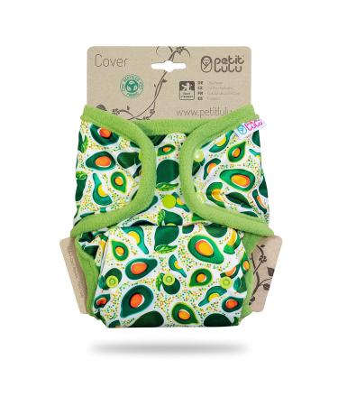 Petit Lulu Cloth Nappy Wrap | One Size (11-35.2 lbs) | Snaps | Washable Diaper Wrap | Reusable Cloth Nappies | Made in Europe (Avocado)