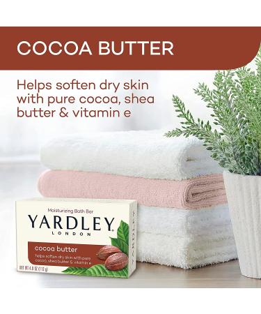 Yardley London Cocoa Butter Bath Soap Bar 4.0 oz - Moisturizing Formula with Pure Cocoa Shea Butter and Vitamin E - Buy Online on GoSupps.com