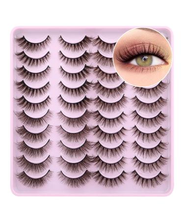 Newcally Brown Cat Eye Colored False Eyelashes - 20 Pairs 3D Wispy Faux Mink Pack, 4 Styles for Fluffy Natural Look - Buy Online on GoSupps.com