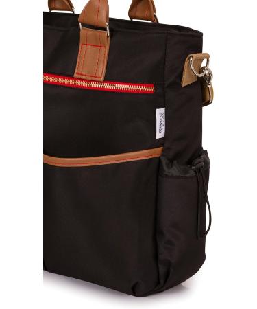 Babetta Baby Changing Bag - Durable Lightweight Luxury Stylish Satchel with Wipe Clean Fabric and Shoulder Strap + Changing Mat (Black) - Buy Online on GoSupps.com