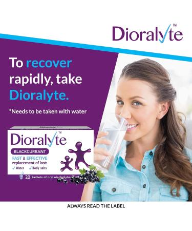 Dioralyte Blackcurrant Flavour - Fast & Effective Dehydration Supplement with Electrolytes - 20 Sachets - Buy Online on GoSupps.com