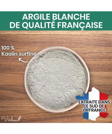  virhea White Clay Powder 100g - Acne Face Mask - Natural Face Care for Sensitive Skin - Kaolin Surfine Clay - Purifying Face Mask for Men and Women - Buy Online on GoSupps.com
