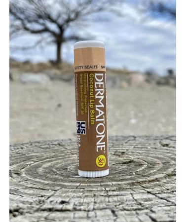 Dermatone Coconut Lip Balm SPF 30 - Moisturizing Long Lasting & Water Resistant | Aloe Tea Tree Oil & Cocoa Seed Butter | Made in USA | Broad-Spectrum Protection | 0.15 oz - Buy Online on GoSupps.com