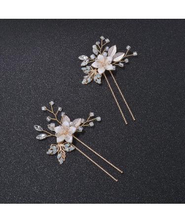 Gold Wedding Hair Accessories - Beusoulover Bridal Hair Pins for Brides, Bridesmaids, Flower Girls - Rhinestone Hair Piece for Women, Parties, Prom - Buy Online on GoSupps.com
