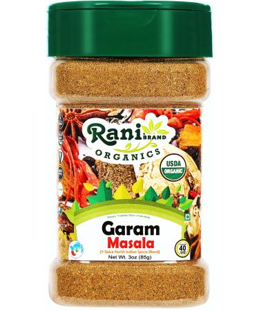Rani Organic Garam Masala (7-Spice North Indian Spices Blend) 3oz (85g) PET Jar  All Natural | Salt-Free | Vegan | Gluten Friendly | NON-GMO | Indian Origin | USDA Certified Organic 3 Ounce (Pack of 1) - Buy Online on GoSupps.com