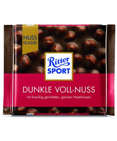 Dark Chocolate Bar | Ritter Sport | Dark Whole Hazelnuts | Total weight 100 grams