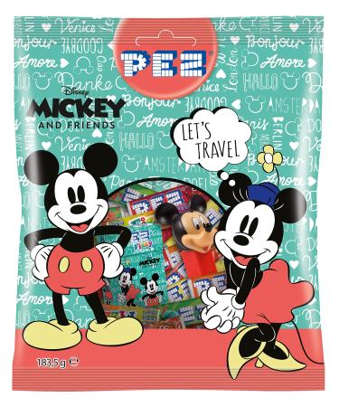 PEZ Maxi Mickey Minnie Design Bag 183 g Contains: 1 PEZ Dispenser and Sweets: 6 Fruit Refills + 5 Cola Refills + 10 Fizzy Rol