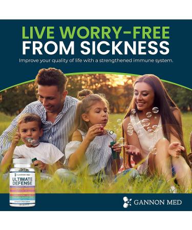 GANNON MED Ultimate Defense Immunity Vitamins | 120 Capsules for Adults & Kids | Elderberry, Vitamin C, Echinacea, Garlic, Ginseng, Zinc | Immune Support - Buy Online on GoSupps.com