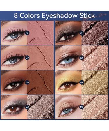 Ofanyia 8-Color Eyeshadow Stick Set Shimmer & Matte Cream Eye Brightener | Waterproof Eyeshadow Crayon Gift Set - Buy Online on GoSupps.com