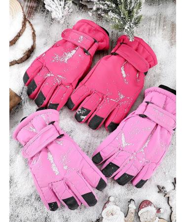 Kids Winter Waterproof Ski Gloves 2 Pairs for Cold Weather - Purple Red - 3-6 Years - Buy Online on GoSupps.com