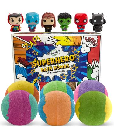 Bath Bombs for Kids with Toys Inside - Organic Bubble Bath Fizzies with Superhero Toy Surprises - Gentle and Kids Friendly Organic Bubble Bath Fizzy, Birthday Gift for Girls and Boys