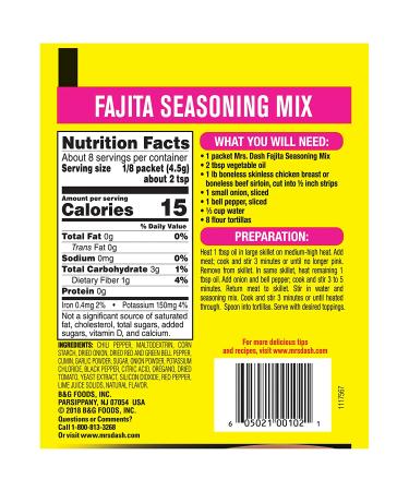 Mrs Dash Salt Free Fajita Seasoning Mix - Pack of 4 (1.25 oz Packets) - Buy Online on GoSupps.com