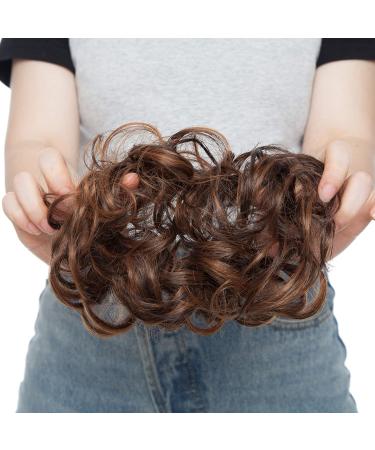 Buy Silk-Co Hair Part with Rubber Band - Wavy Soft Dutt Hair Extensions (25g) for Messy Bun Updos - Medium Brown & Dark Blonde - Buy Online on GoSupps.com