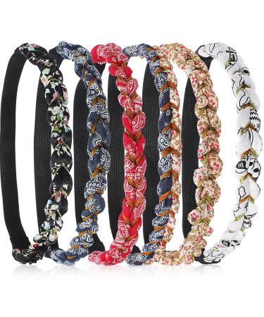 6 Pieces Braided Floral Headbands Adjustable Braid Flower Hairband Elastic Stretch Fabric Braided Head Bands Hair Accessory for Girls Women Hair Styling - Buy Online on GoSupps.com