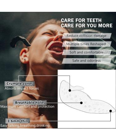 UPTTHOW 2 Pack Reusable Night Mouthguard for Teeth Grinding - Adult & Child Sports Protection with Case Mirror & Tweezers - Medium Black - Buy Online on GoSupps.com