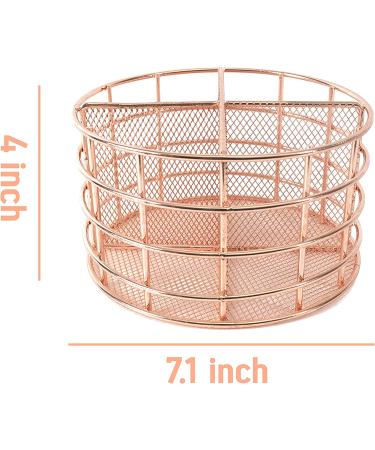 Rosework Rose Gold Makeup Brush Holder - 4 Compartment Organizer for Vanity, Cosmetic Brush Storage and Skincare - Round Design - Buy Online on GoSupps.com