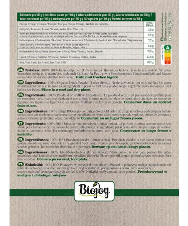 Biojoy Organic Nettle Powder 250g - Pure Ground Nettle Leaves (Urtica dioica) for Health and Wellness International Shipping Available - Buy Online on GoSupps.com