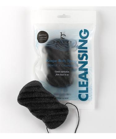 Konjac Body Sponge  Bamboo Charcoal Natural Bath Loofah with String for Cleansing and Exfoliating Sensitive Skin  Vegan  Gentle Puff Sponges  Pouf Alternate to Exfoliate and Cleanse for Men and Women