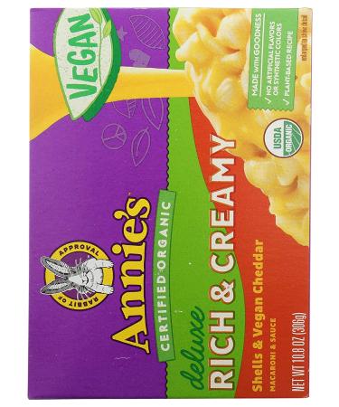 Annie's Vegan Mac and Cheddar Shells Deluxe - Organic Pasta, Rich & Creamy Dinner - 10.8 OZ - Buy Online on GoSupps.com