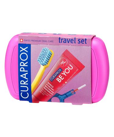 Curaprox Travel-Set Rosa-Completible travel toothbrush CS 5460 + be you travel toothpaste + 2 interdental brushes CPS Prime 07 and 09-travel tooth care set 9.5 cm x 6 cm - Buy Online on GoSupps.com