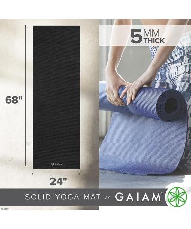 Gaiam Premium 5mm Non Slip Yoga Mat for Yoga, Pilates & Workouts - Black - Buy Online on GoSupps.com