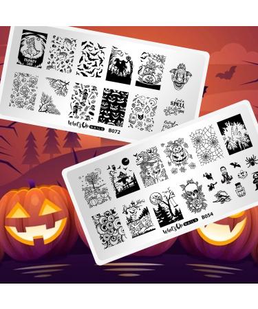 Whats Up Nails - Halloween Stamping Plates 2 pack (B054, B072) for Nail Art Design Variety Pack (2 Plates: B054, B072)