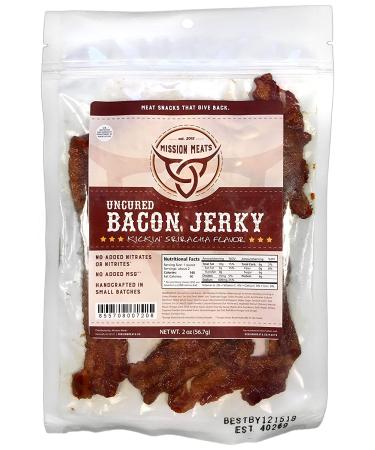 Mission Meats Uncured Sriracha Bacon Jerky - Gluten Free, Paleo, Protein Snack (2 Count, Pack of 3) - Buy Online on GoSupps.com