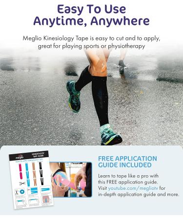 Meglio Kinesiology Tape - Uncut 5 Metre Roll | Therapeutic & Hypoallergenic Support for Muscle & Sports Injury Recovery | Breathable, Waterproof & Long Lasting Adhesive - Beige - Buy Online on GoSupps.com