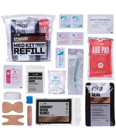 TACTICON V1 IFAK | Tactical Trauma Refill Kit | First Aid | Vented Chest Seal | Combat Tourniquet | Compressed Gauze | NPA Nasopharyngeal Airway | Bandages | Medical Tape | Gloves | Emergency Supplies