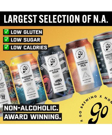 Go Brewing 12 Mixed Pack - Non-Alcoholic Craft Brew | Assorted Low-Calorie Flavors & Classic Ingredients | 12 Fl Oz Cans - Buy Online on GoSupps.com