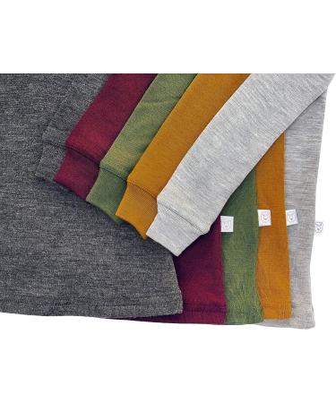Organic Merino Wool Kids Thermal Long Sleeve Top - Natural Warm Base Layer | Unisex 4 Charcoal - Buy Online on GoSupps.com