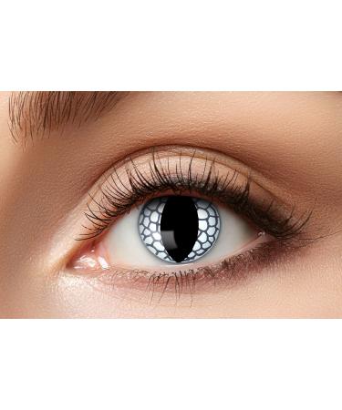 Eyecatcher 84078841-757 - Colored contact lenses 1 pair for 12 months white carnival Mardi Gras Halloween white dragon