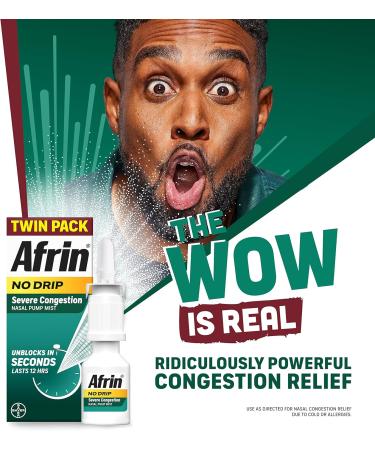 Afrin No Drip Severe Congestion Max Strength Nasal Spray - 2 x 0.5 Fl Oz Bottles - Buy Online on GoSupps.com