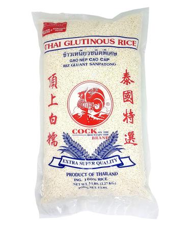 Thai Sanpatong Glutinous Sticky Rice Extra Super Quality Cock Brand 5 lbs.