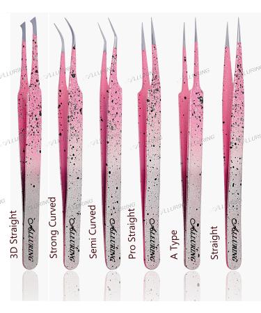 Alluring Ombre Silver Pink with Black Speckles Tweezers Pro Straight