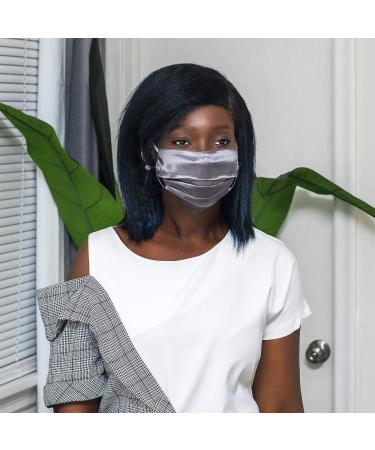 CELESTIAL SILK 100% Mulberry Silk Face Mask - Reusable Pleated Charcoal Gray Face Cover for Men & Women - Buy Online on GoSupps.com