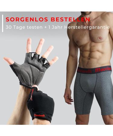 Macciavelli Fitness Gloves for Men & Women - Black Training Gloves for Strength Training & Bodybuilding - Gym & Fitness Gear - Buy Online on GoSupps.com