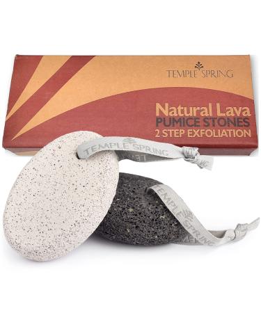 BIMSSTEINST SET-Temple spring natural lava pumice stones-lava stone scrubber and footfish-peeling and removes hard dead skin-black and white stone set (2 pieces)