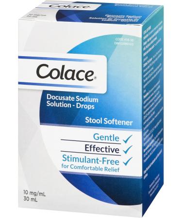 Colace Docusate Sodium Stool Softener Solution - Drops | Treats Occasional Constipation | 10 Mg/ml | 30 ml Drops 30 ml (Pack of 1) - Buy Online on GoSupps.com