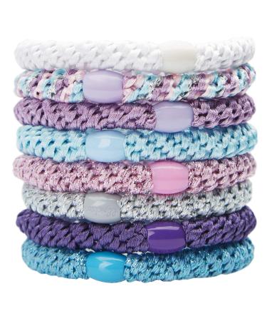 L. Erickson Grab & Go Ponytail Holders  Purple Daze  Set of Eight - Exceptionally Secure with Gentle Hold
