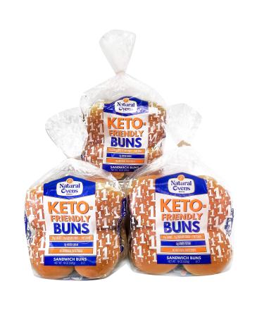 Natural Ovens Bakery Keto-Friendly Buns - 1 Net Carb, 90 Calories a Bun (Case of 3 Packages, 24 buns)