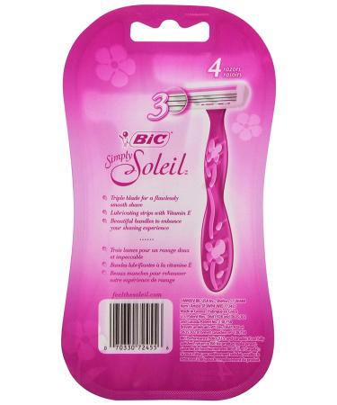 BIC Soleil Simply Smooth Women's Disposable Razor - Triple Blade, 4 Count Pack for a Smooth Shave - Buy Online on GoSupps.com