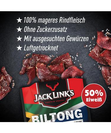  Jack Link's Jack Links Biltong Jerky Original 12 pack (12 x 40 g) Gluten-free meat snack High protein dried meat for gym fitness outdoor Low-calorie protein snacks Beef chips - Buy Online on GoSupps.com