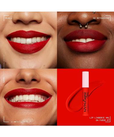 NYX Lip Lingerie XXL Matte Liquid Lipstick - On Fuego 0.13 Fl Oz (Pack of 1) - Buy Online on GoSupps.com