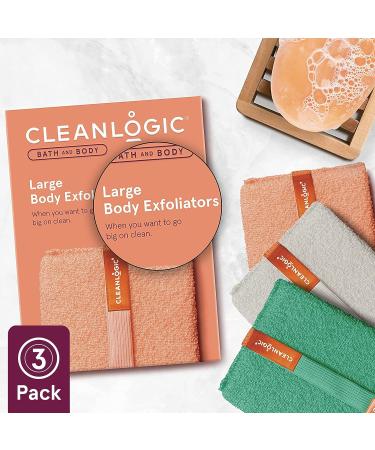 Cleanlogic Bath and Body Exfoliating Body Scrubber - Large Exfoliator Tool for Smooth, Soft Skin - Daily Skincare Routine - 3 Count Value Pack - Buy Online on GoSupps.com