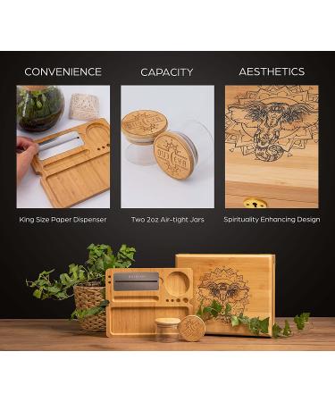 Wooden Stash Box Bundle with Rolling Tray, Jar, and Lock - Bamboo Rolling Tray with Lid and Accessories - Wood Storage Set - Buy Online on GoSupps.com